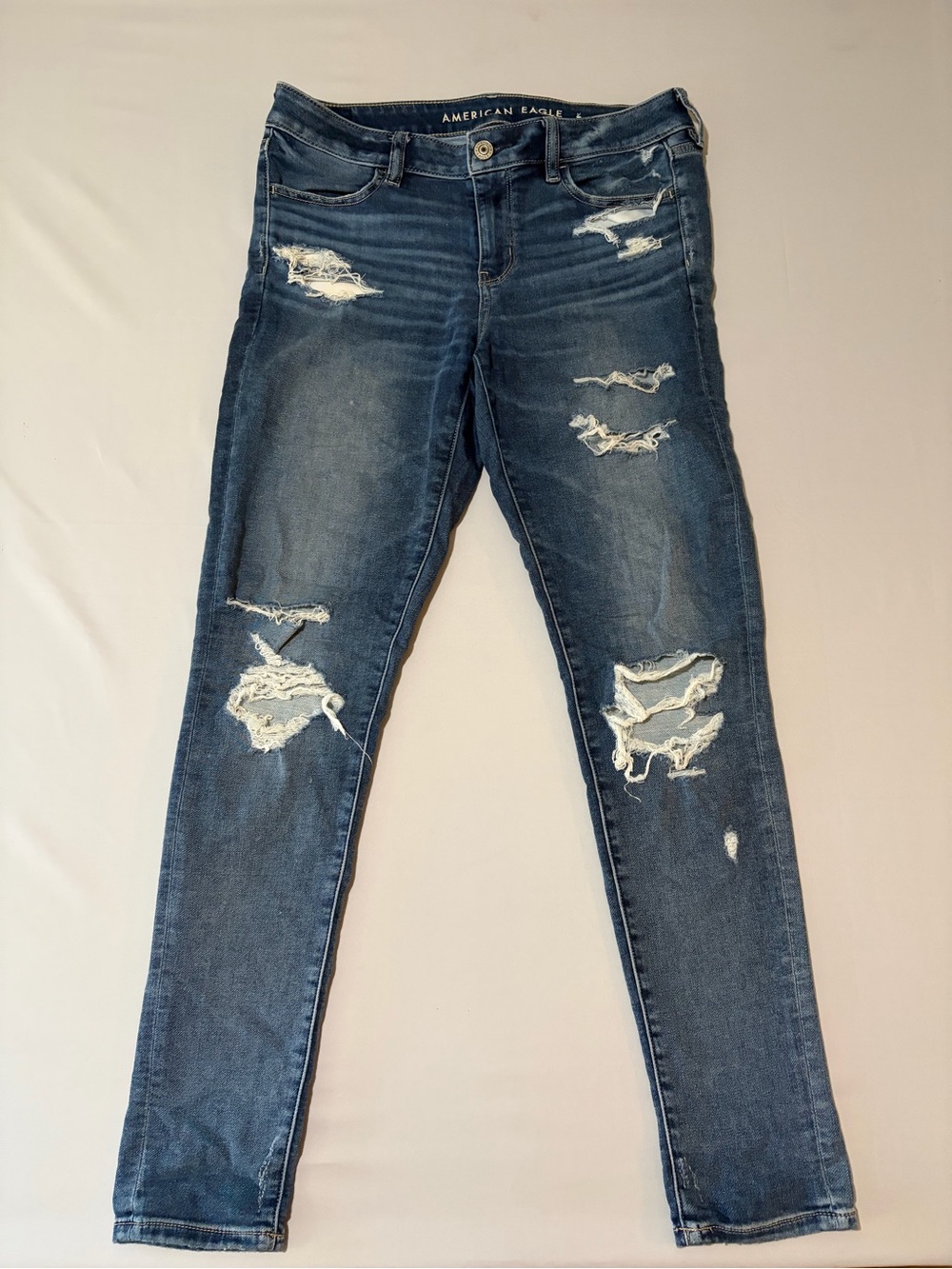 American Eagle Outfitters Ripped Skinny Jeans - Dark Blue
